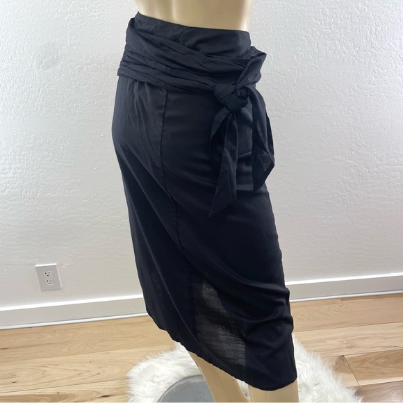 ASOS designs- black petite cover up sarong wrap skirt w side tie- US 6 - Picture 3 of 15